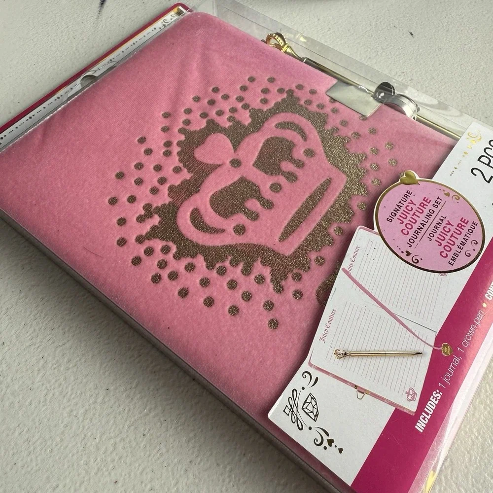 Make It Real Juicy Couture Velvet Locking Journal Set Crown Pen - Y2K Room Decor